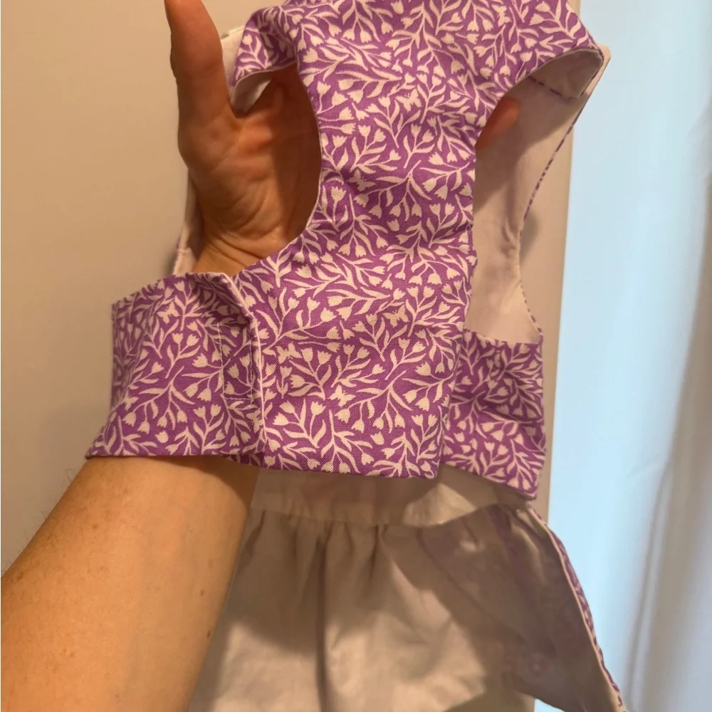 Cute purple and white cat dress with bow that I got for my cat